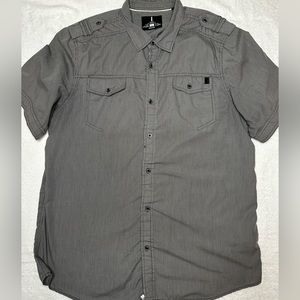 🦬I Jeans by Buffalo Pin stripes Gray Short sleeve Men’s shirt - XL